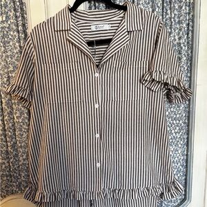 FLYGO Fashion brown stripe Women's pajama set